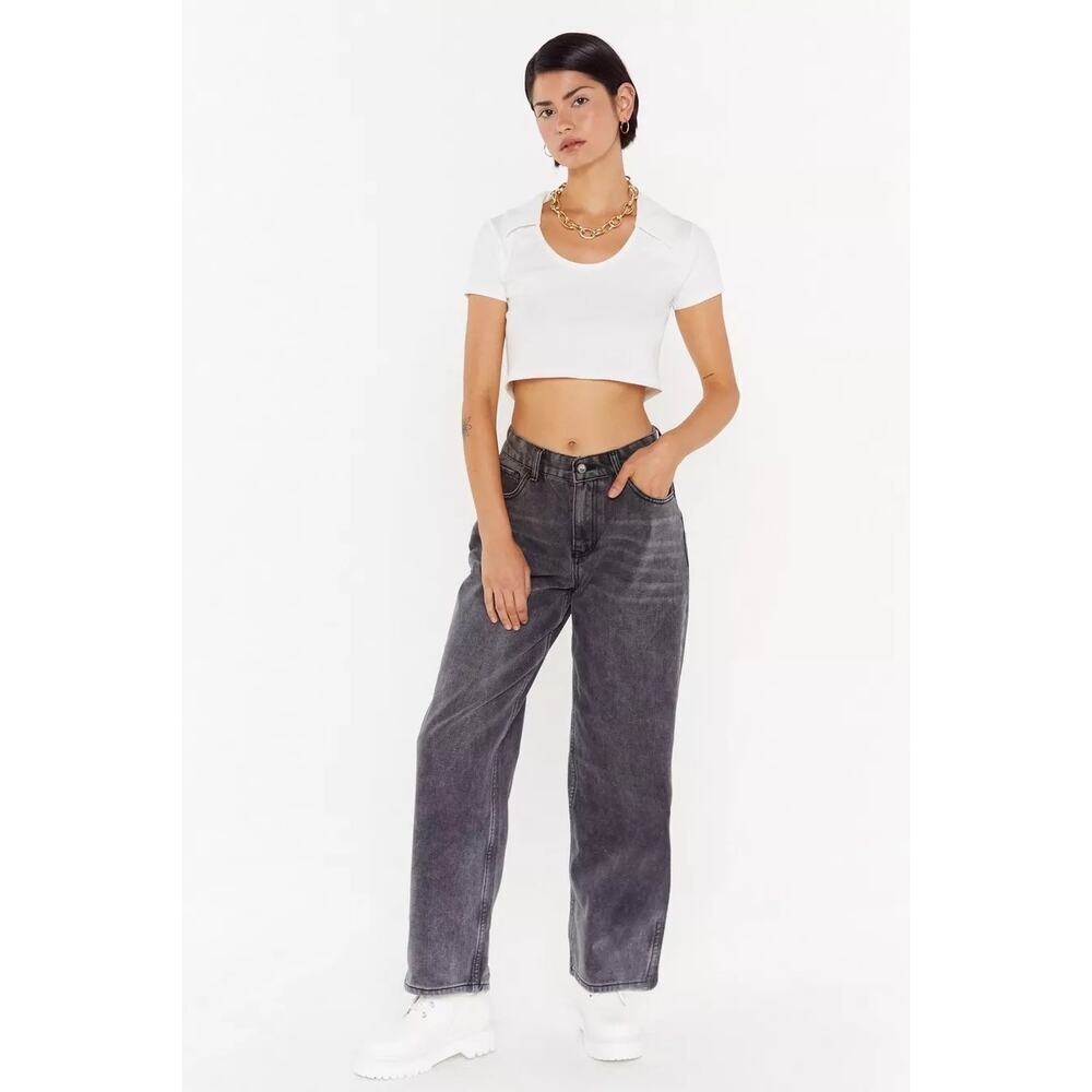 Dru Relaxed Wide Leg Jeans EU 8 US 4 grunge emo EUC black wash casual comfort